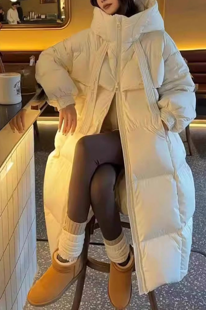 Trendy Long Hooded Puffer Jacket