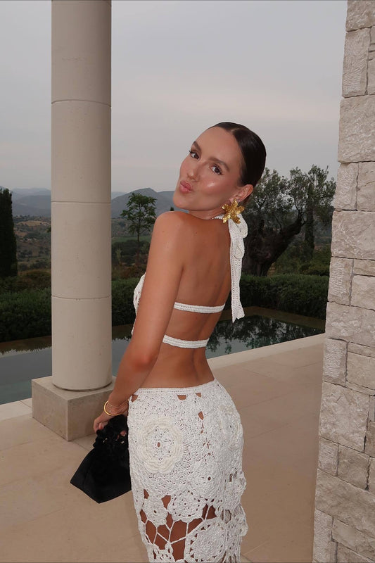 Neckholder-Kleid im schmalen, rückenfreien Boho-Stil