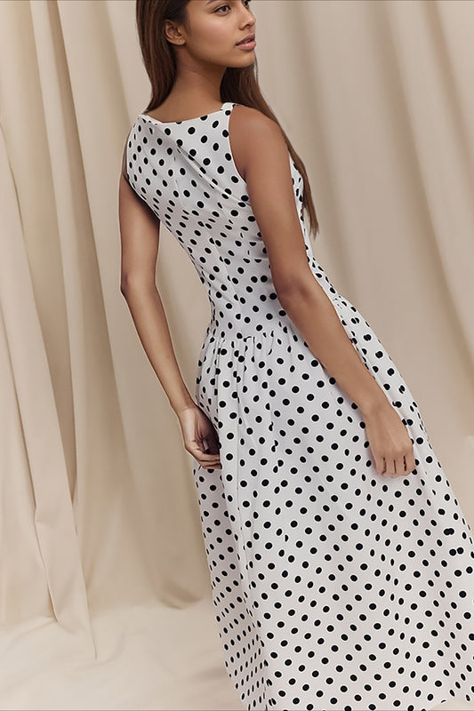 Vintage-Midikleid mit Polka-Dots, tailliert
