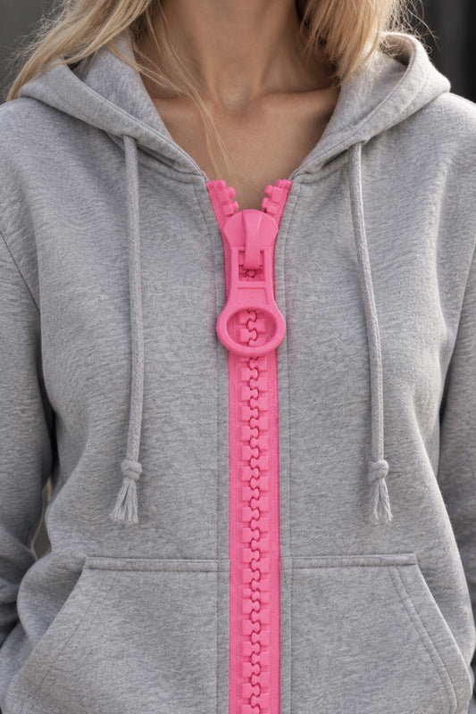Contrast Zip Fitted Hoodie