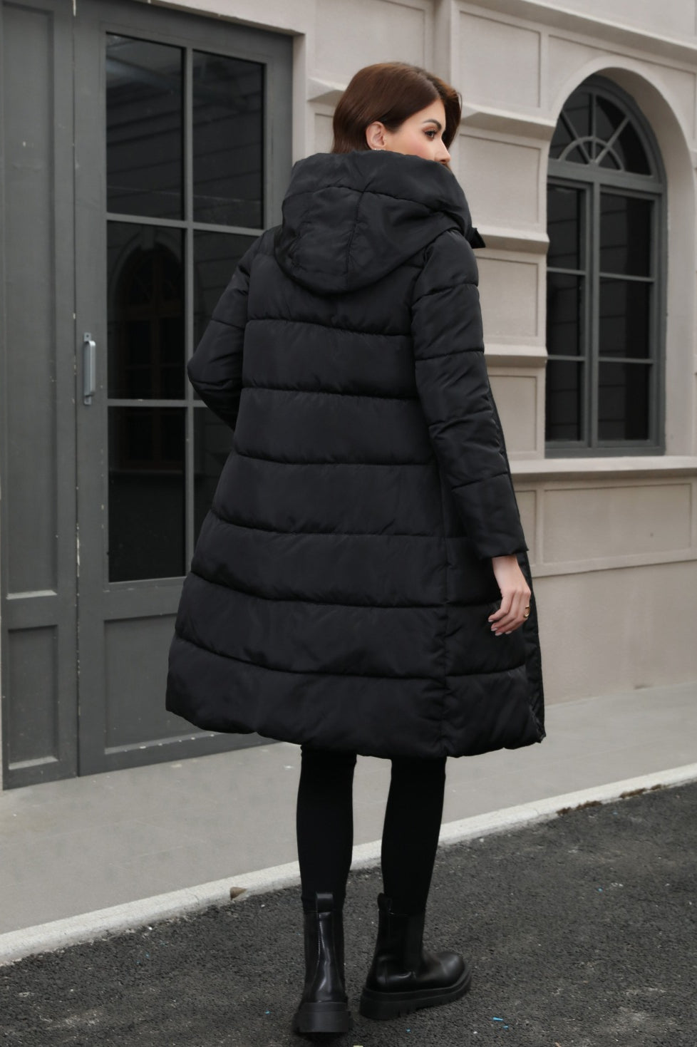 Plus Size Hooded Longline Puffer Coat coats