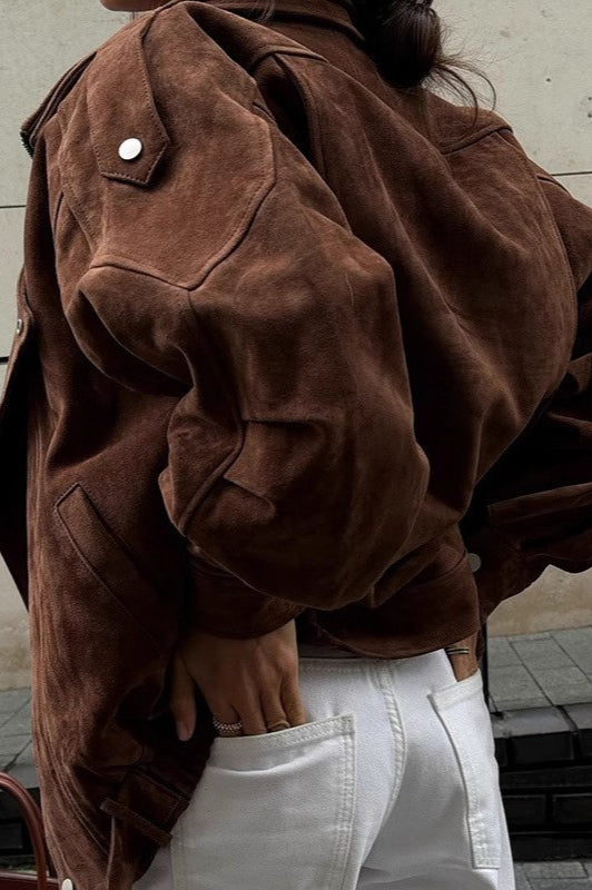 Vintage Locker geschnittener brauner Mantel