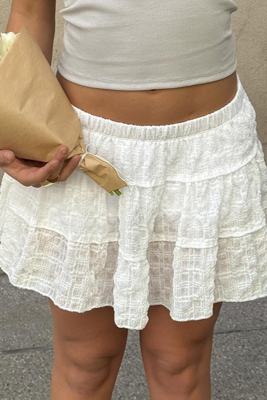 Strukturierter Patchwork-A-Linien-Rock mit niedriger Taille