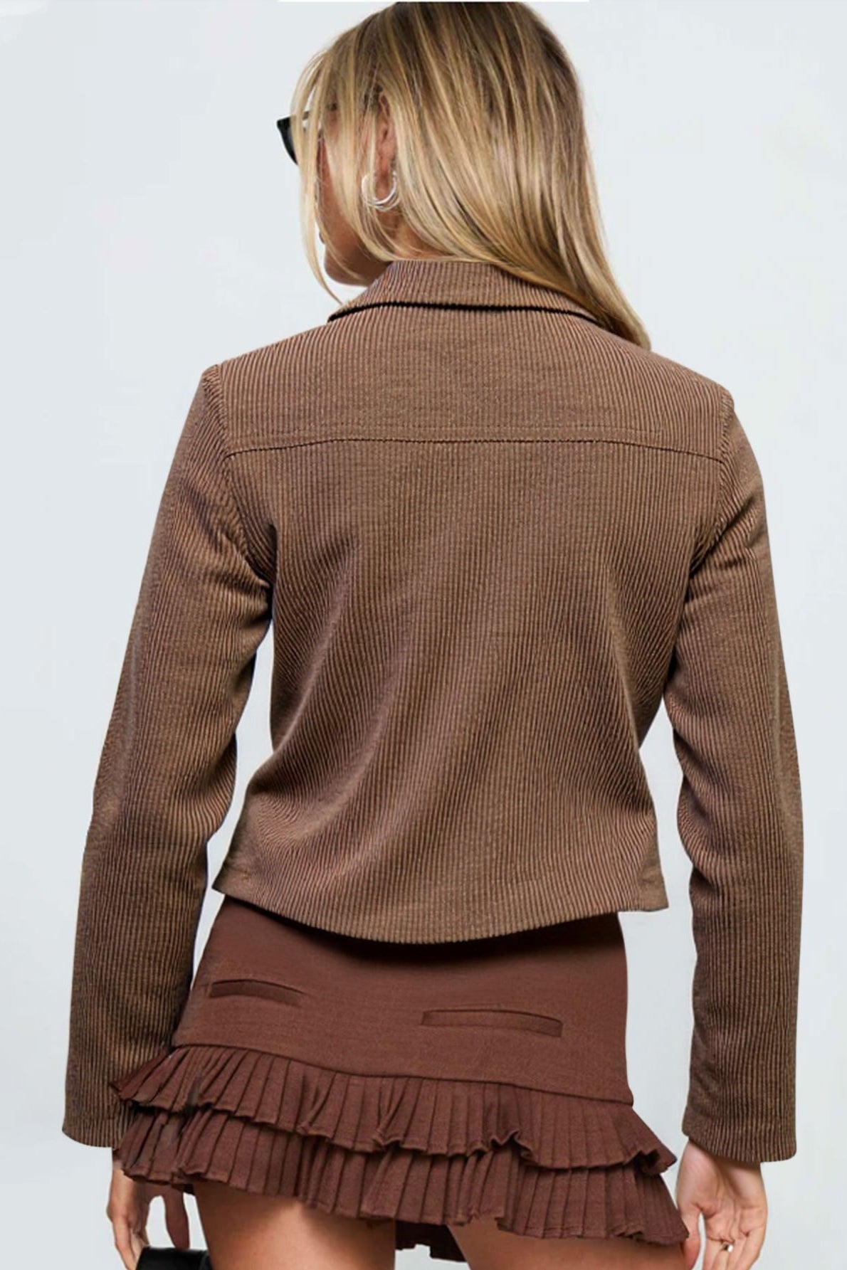 Vintage Dark Brown Street Slim-Fit Y2K Utility Jacket
