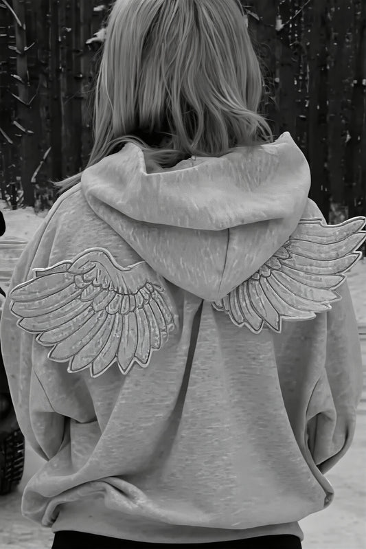 Sculpted Angel Wing Zip Hoodie