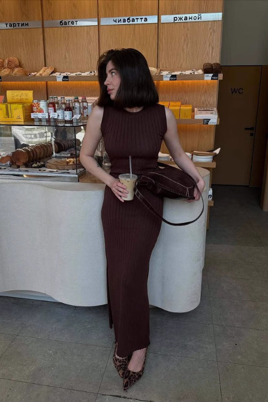 Solides Tank-Maxikleid mit Schlitz