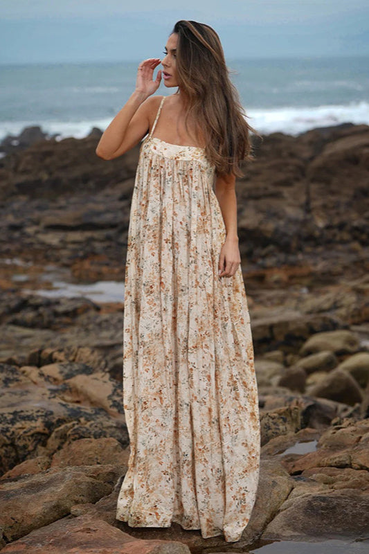 Ärmelloses Maxikleid mit Blumenmuster in Übergröße