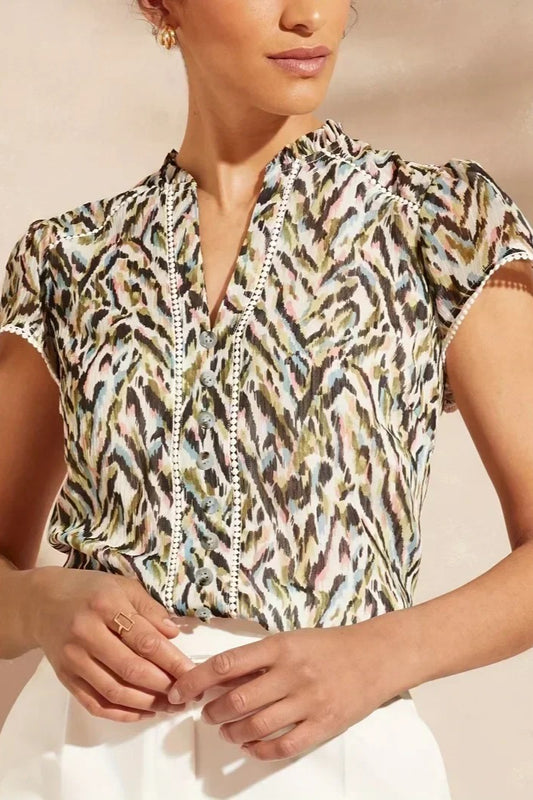 Elegante Bluse mit V-Ausschnitt und Spitzendetail