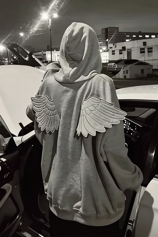 Sculpted Angel Wing Zip Hoodie