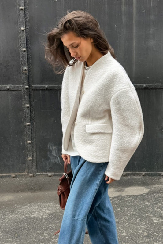 Textured Cocoon Sleeve Blazer