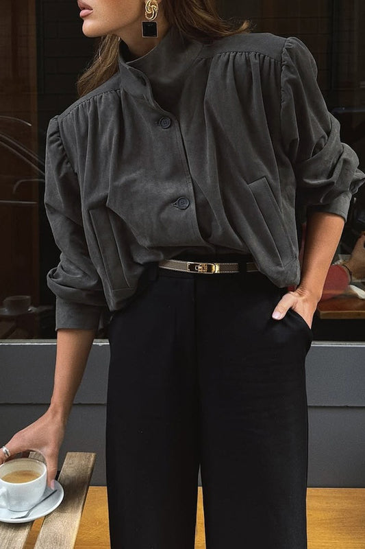 Schicke Langarmjacke im Wildleder-Stil