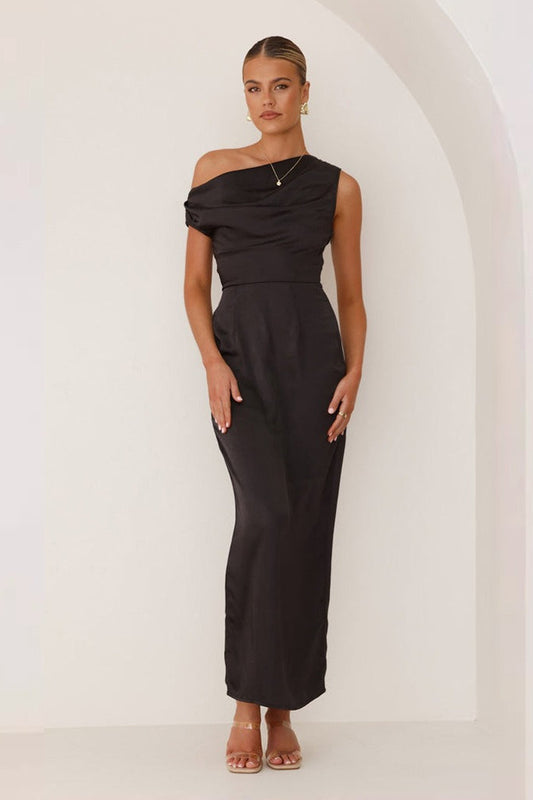 Solid Sleeveless Asymmetric Formal Dress