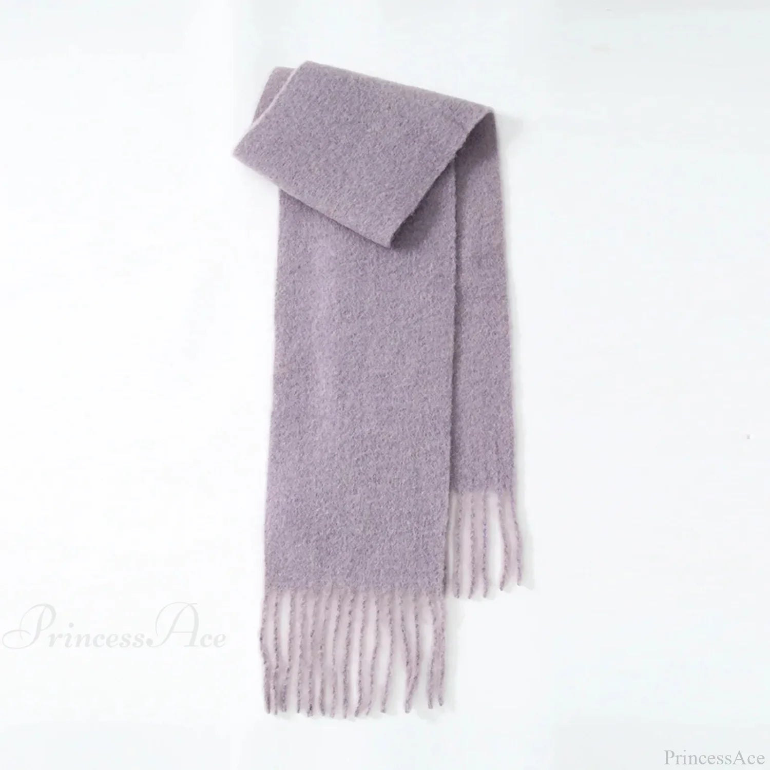80% Wool Blend Solid Color Tassel Scarf For Women - Autumn Winter Collection Violet Scarfs-L