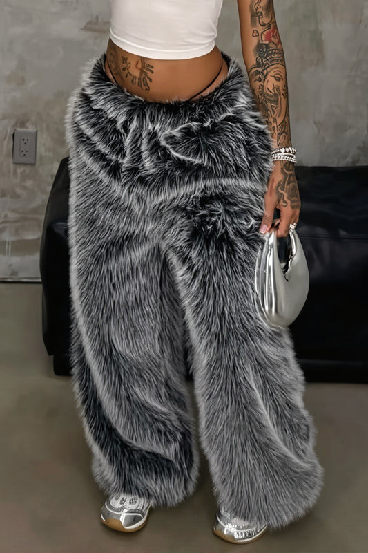 Faux Fur Wide Leg Pants