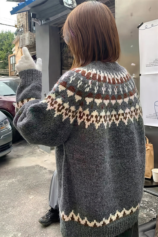 Fair Isle Crew Neck Oversized Sweater