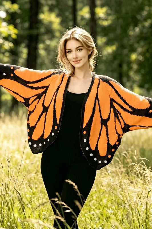 Monarch Butterfly Wing Open Cardigans