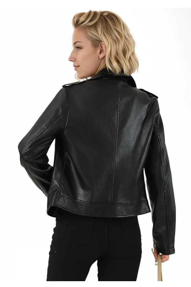 Short PU Leather Zip Jacket