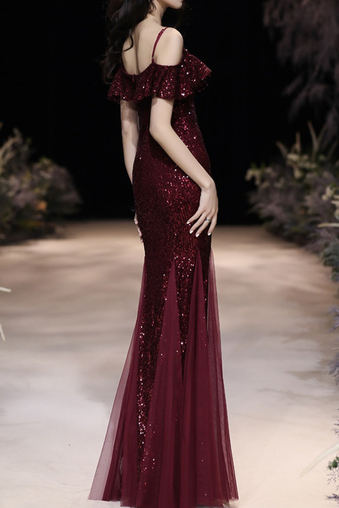 Off Shoulder Sequin Mesh Party Dress