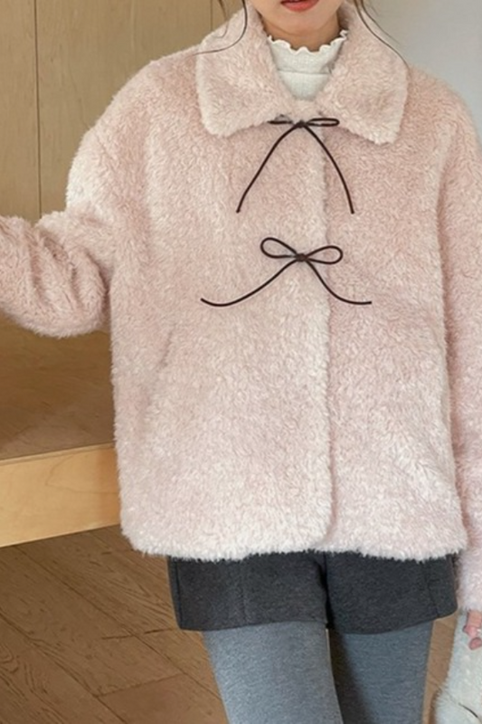 Vintage Color Block Fliege, flauschige Oberbekleidung zum Binden