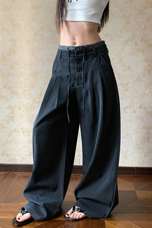 Low Rise Drawstring Wide Leg Pants
