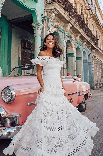 Elegant One-Shoulder Ruffle Boho Dress