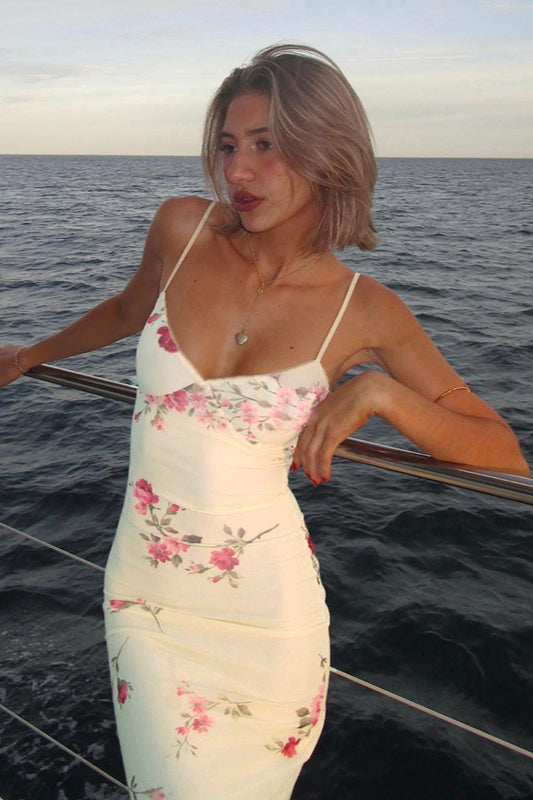 Maxikleid mit Blumenmuster und verstellbaren Trägern