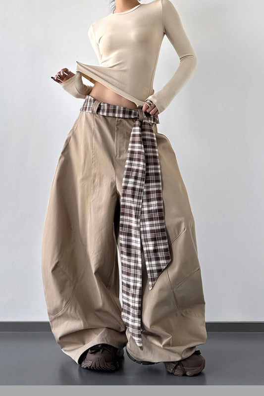 Vintage-Palazzo-Hose mit weitem Bein und Lagenlook