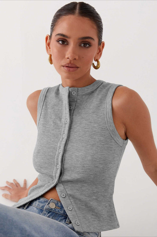 Ärmelloses Stricktop mit Rundhalsausschnitt