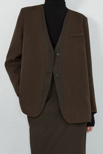 Blazer mit V-Ausschnitt und einreihiger Knopfleiste