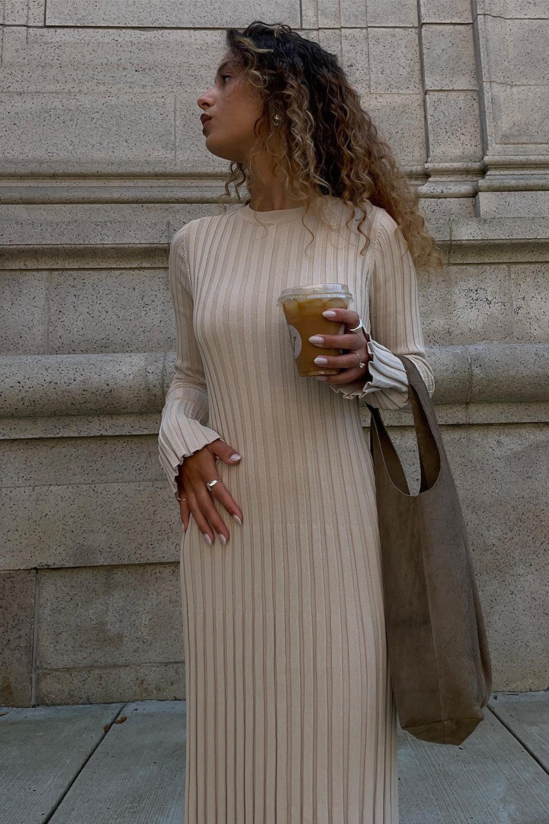 Slim Fit Crew Neck Sweater Dress