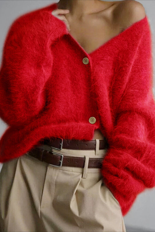 Cardigan mit V-Ausschnitt, Knöpfen und langen Ärmeln