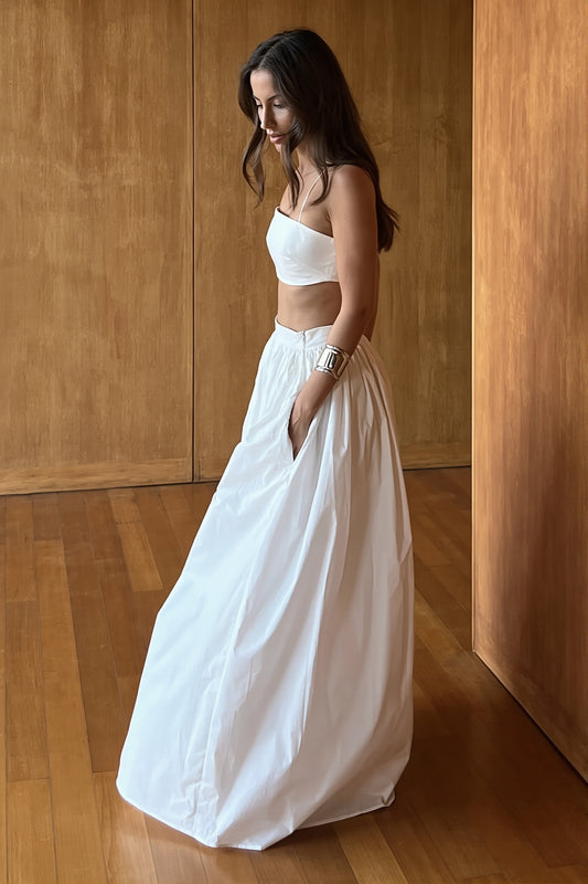 Spaghetti Strap Cutout Waist Maxi Skirt Set