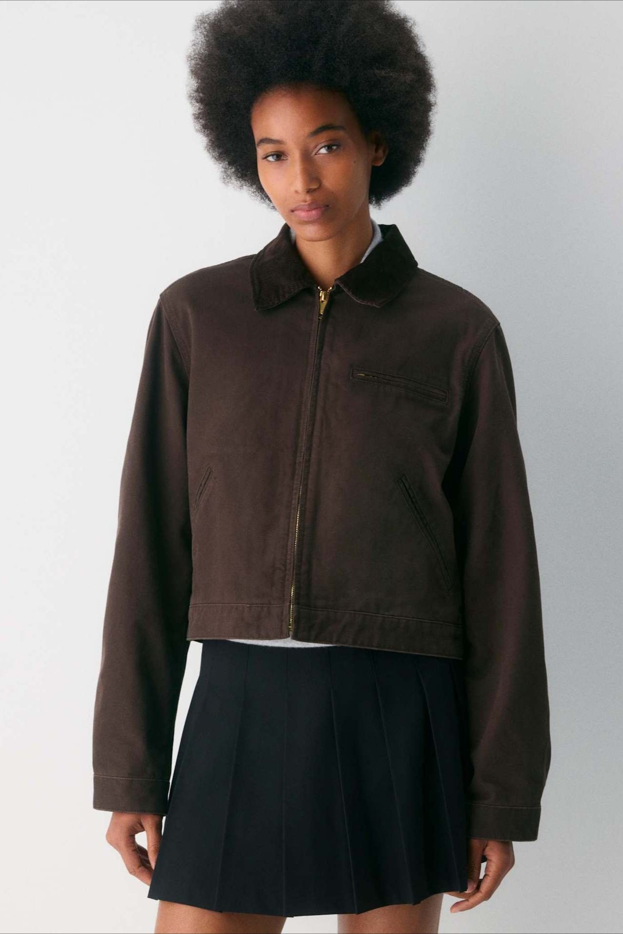 Cropped Utility Workwear Jacket S / Brown