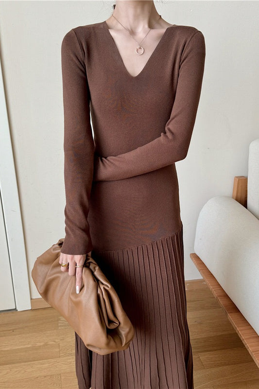 Vintage-Strickkleid mit Meerjungfrauensaum und taillierter Passform, Maxikleid