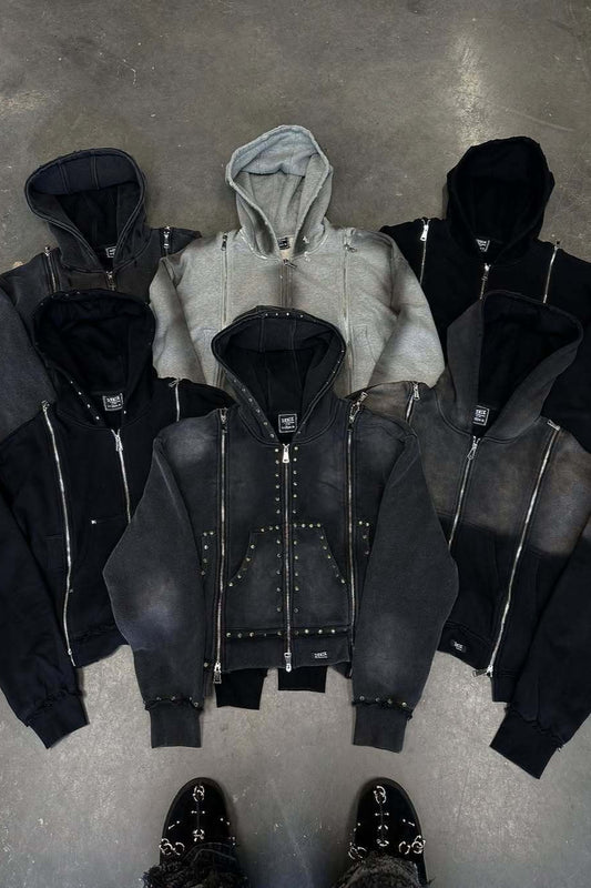 Distressed Grommet Hoodie