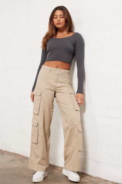 Vintage American Cargohose mit hoher Taille und geradem Bein