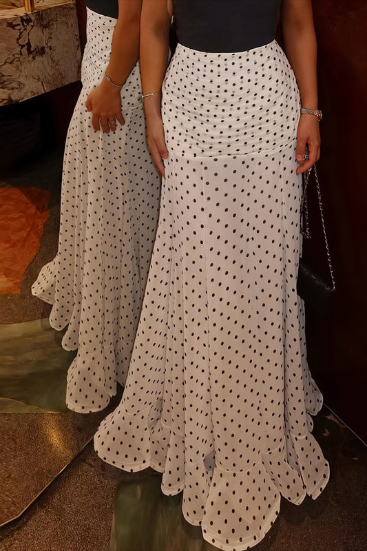 High Waist Polka Dot Hip Long Skirt
