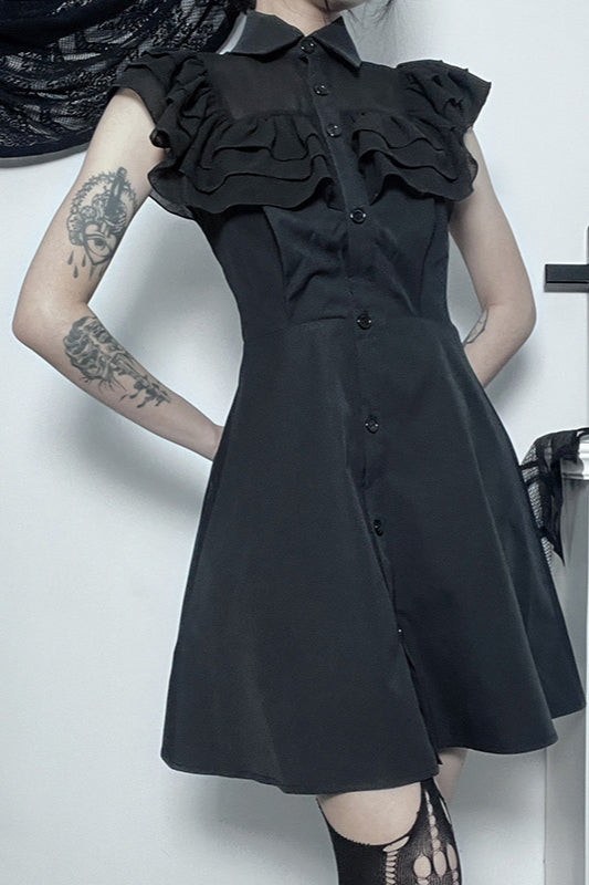 Gothic-Kleid mit Rüschentaille