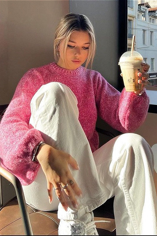 Rundhalsausschnitt, lange Ärmel, rückenfrei, kurzer Strickpullover mit Bindeband