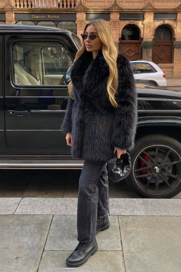 Solid Eco Faux Fur Coat coats