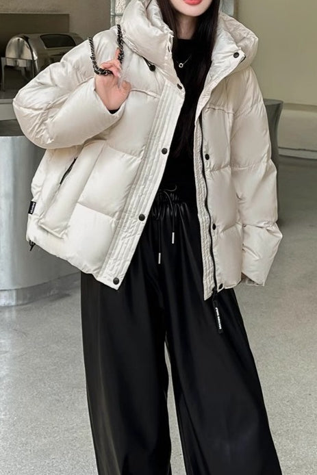 Cropped Oversized Duck Fill Puffer Jacket
