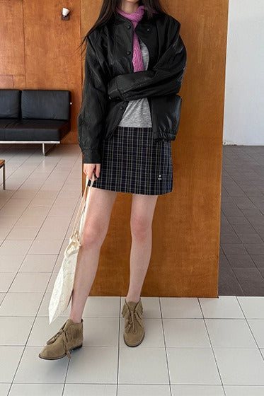 Vintage-Karo-Rock mit hohem Bund und A-Linien-Design