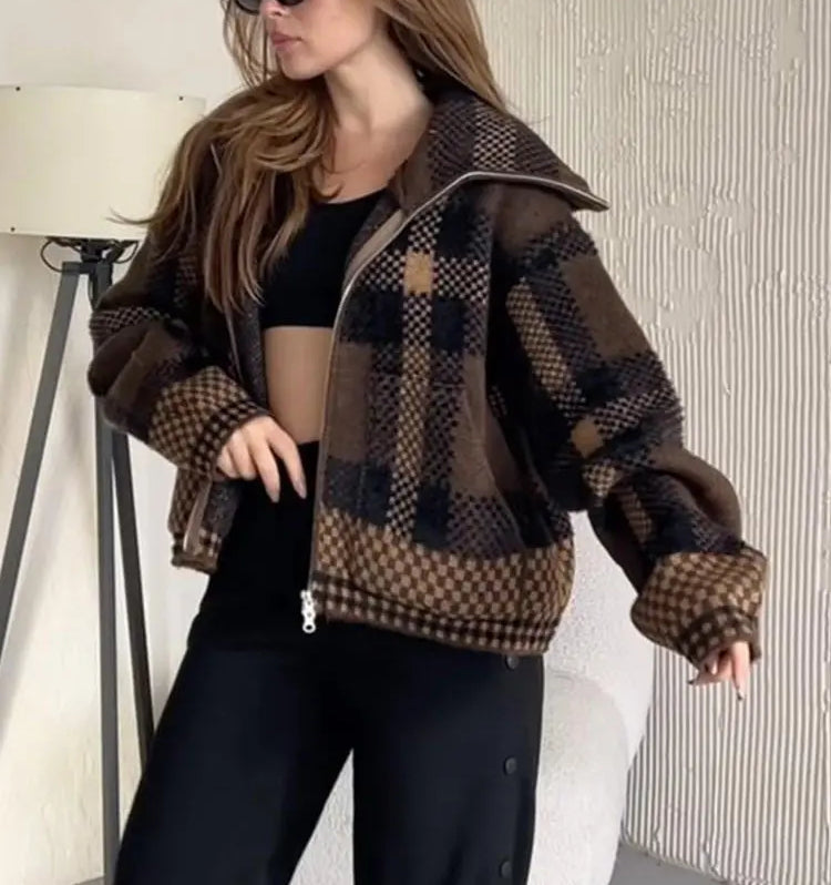 Retro Zipper Loose Long Sleeve Knit Cardigan cardiagn-250126