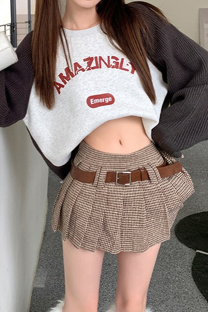 Hahnentritt-Faltenrock mit hohem Bund