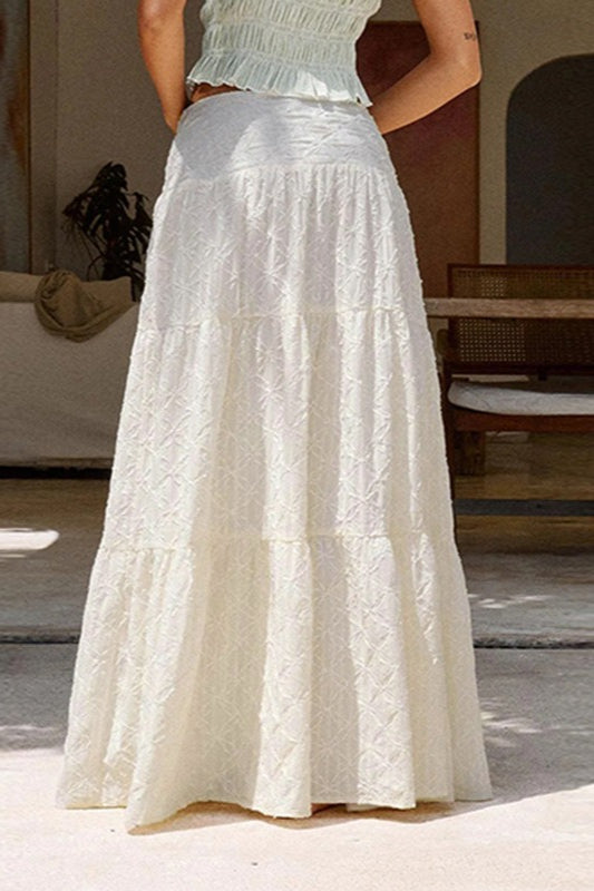 Strukturierter Maxirock mit hohem Schlitz