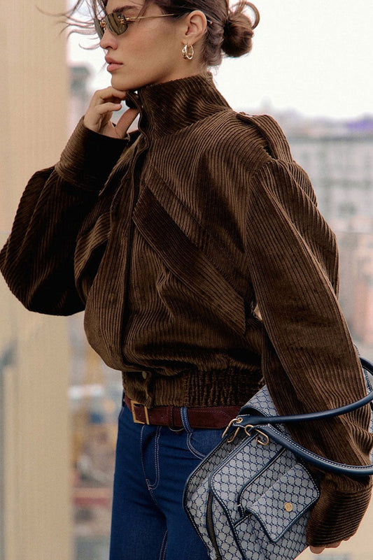 Braune Bikerjacke aus Cord