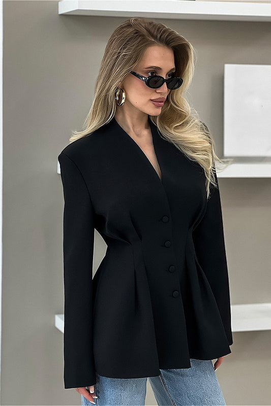 Blazer mit V-Ausschnitt und tailliertem Schnitt