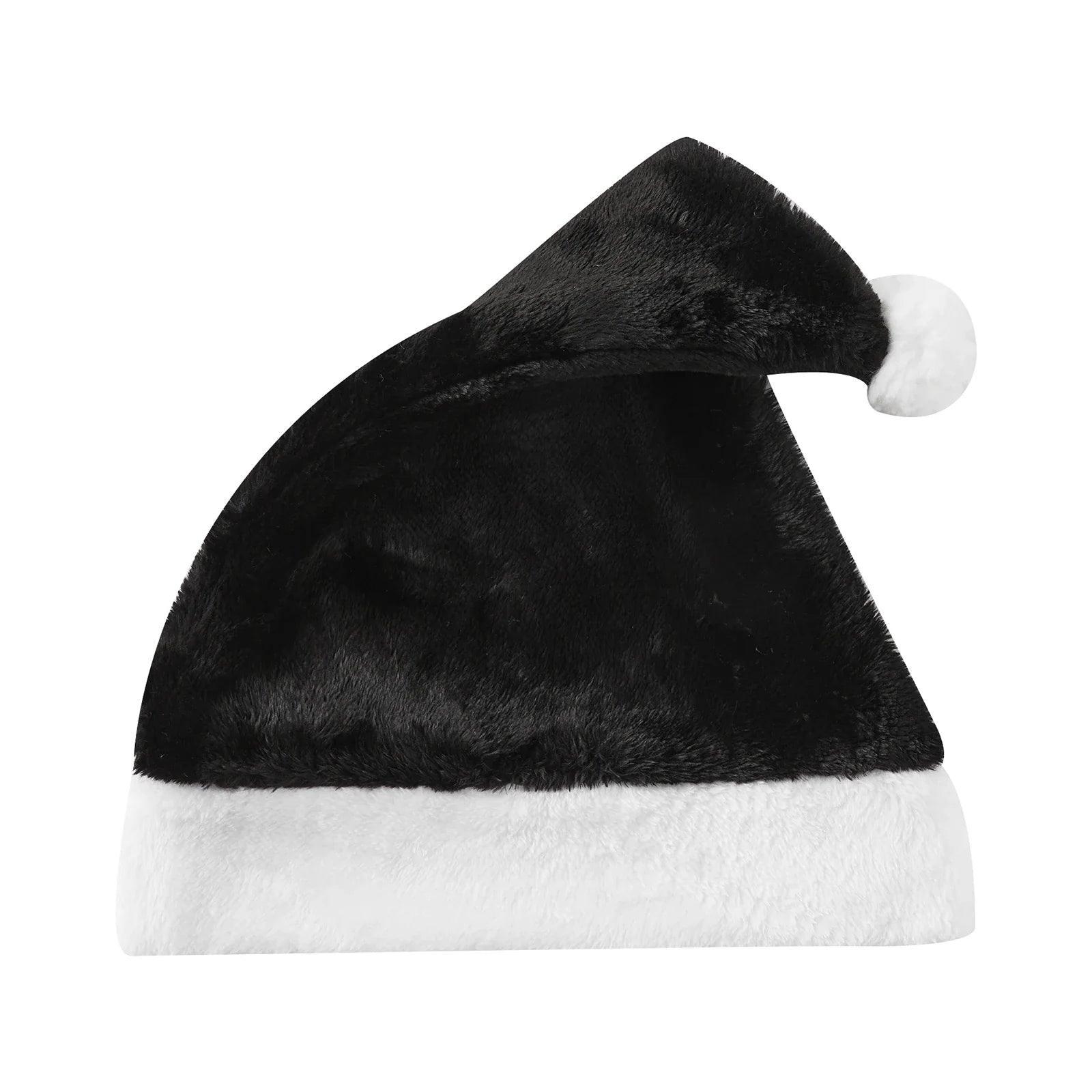 Plush Santa Claus Cosplay Party Hat For New Year Celebrations Black Hat-L