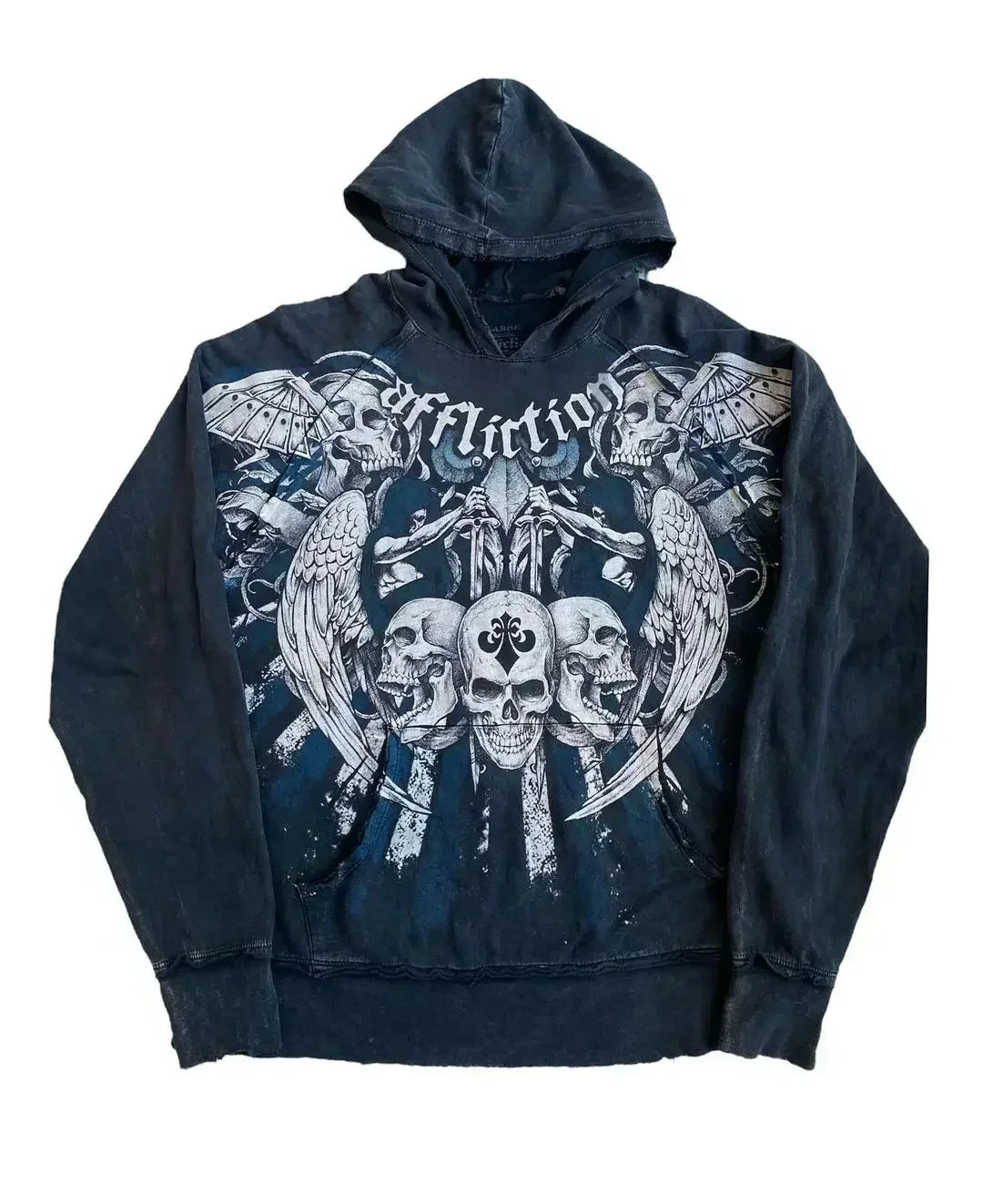 Y2K Gothic Skull Zipper Hoodie black5 / S