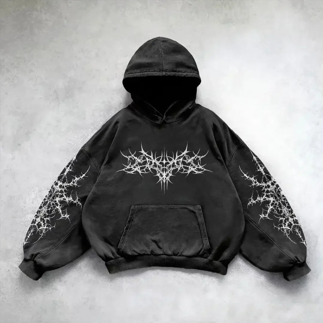 Gothic Skull Zipper Hoodie black 8 / S